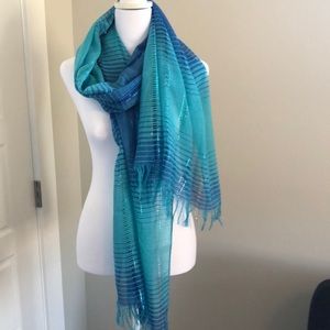 Blue and Aqua Blue Scarf with Blue Metallic Accent